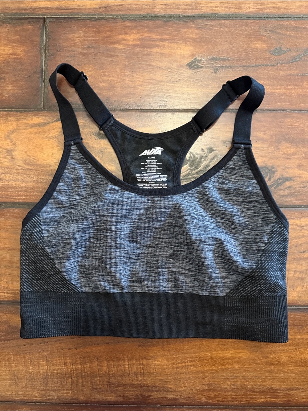 Avia Black & Heather Gray RacerBack Sports Bra-Adjustable Straps